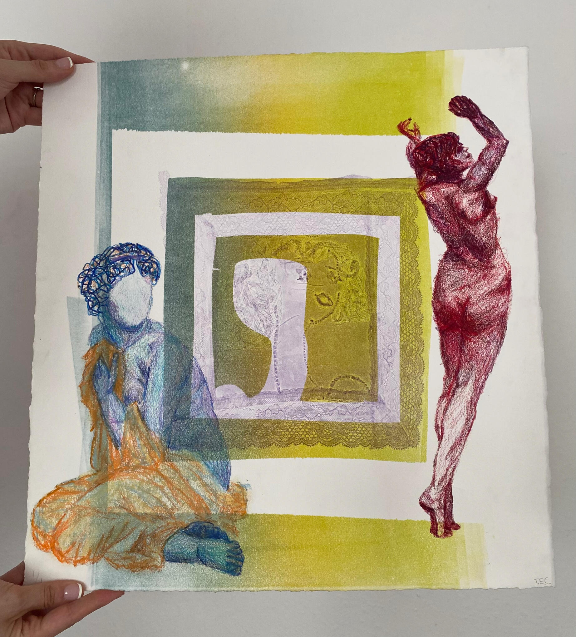 eyes like stars, 2025 (Monotype with Hand Embellishment)